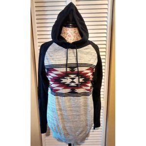 Carbon Aztec Sweater Hoodie, Size L, Pre-Owned
